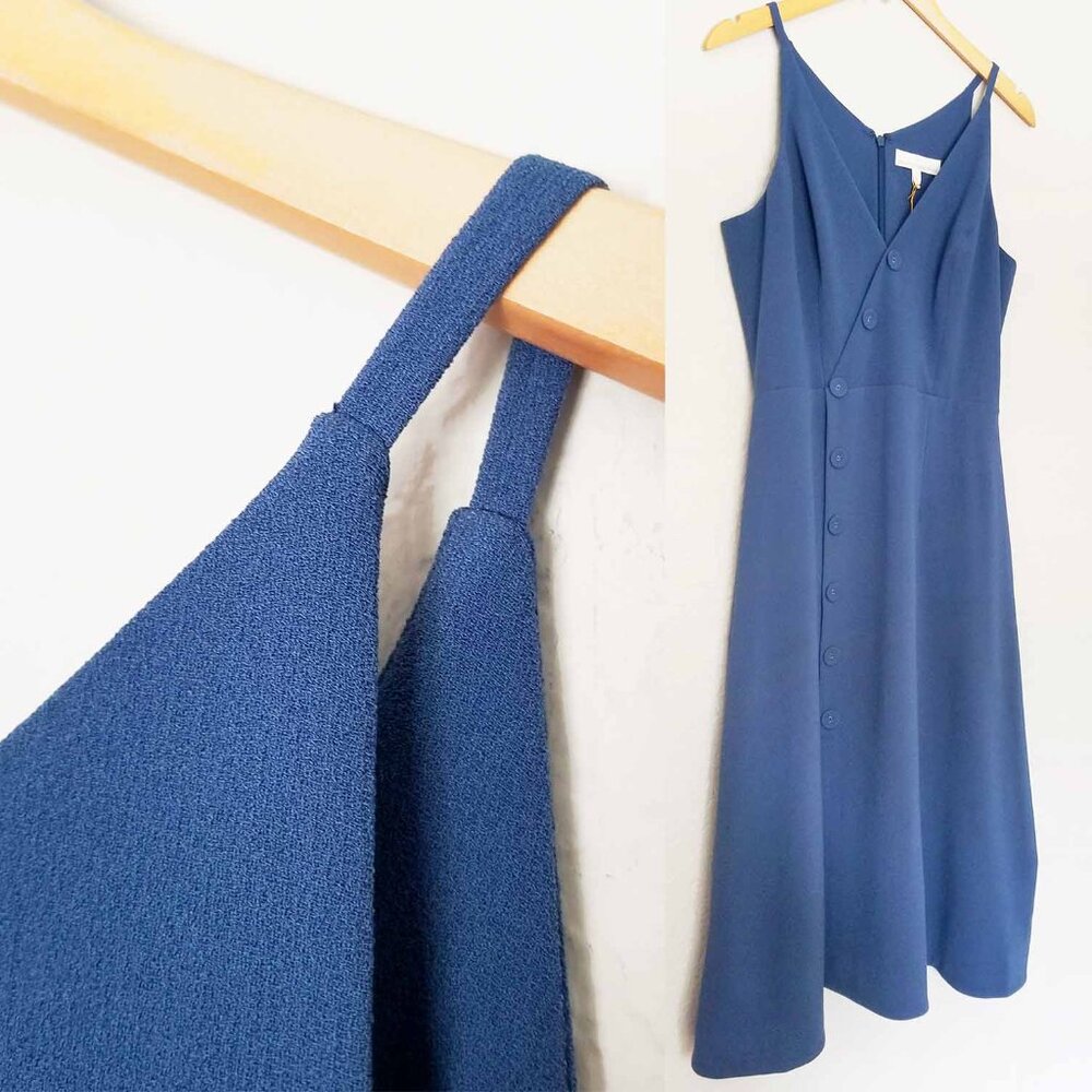 NEW Dress the Population Women's L Emily Midi Dress Graphite Blue Fit Flared NWT - Picture 11 of 11